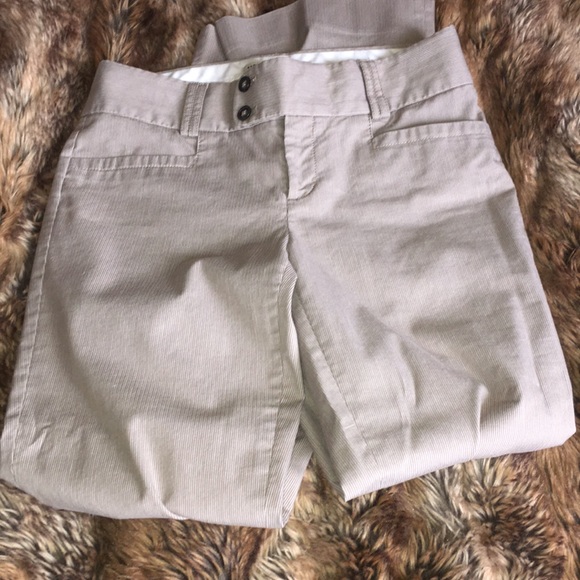 Khaki cream pinstripes size 4 stretch material - Picture 2 of 8